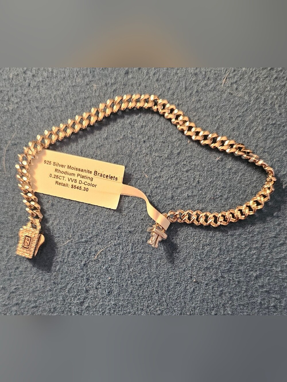 Sterling Silver Cuban Bracelet - Gold Tone